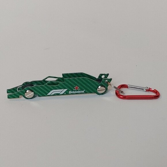 Heineken Formula One Race Car Key Chain Carbon Fiber Carabiner Official Sponsor - Picture 1 of 6